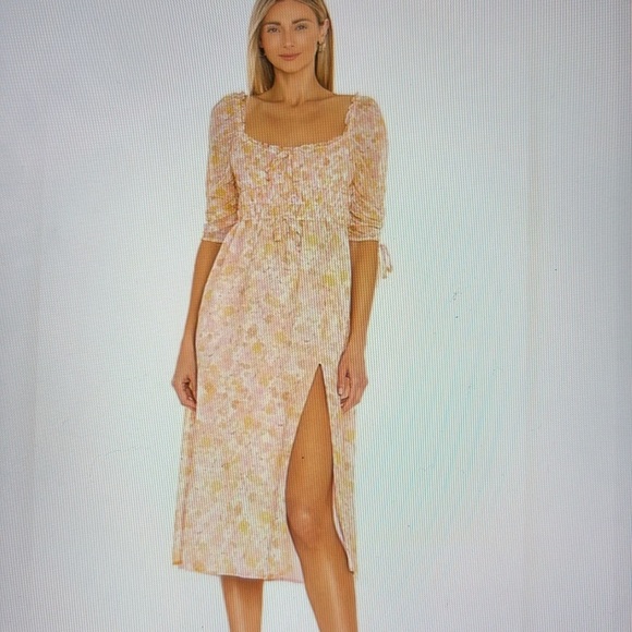 For Love And Lemons Eden Floral Pastel Midi Dress M - Picture 2 of 16